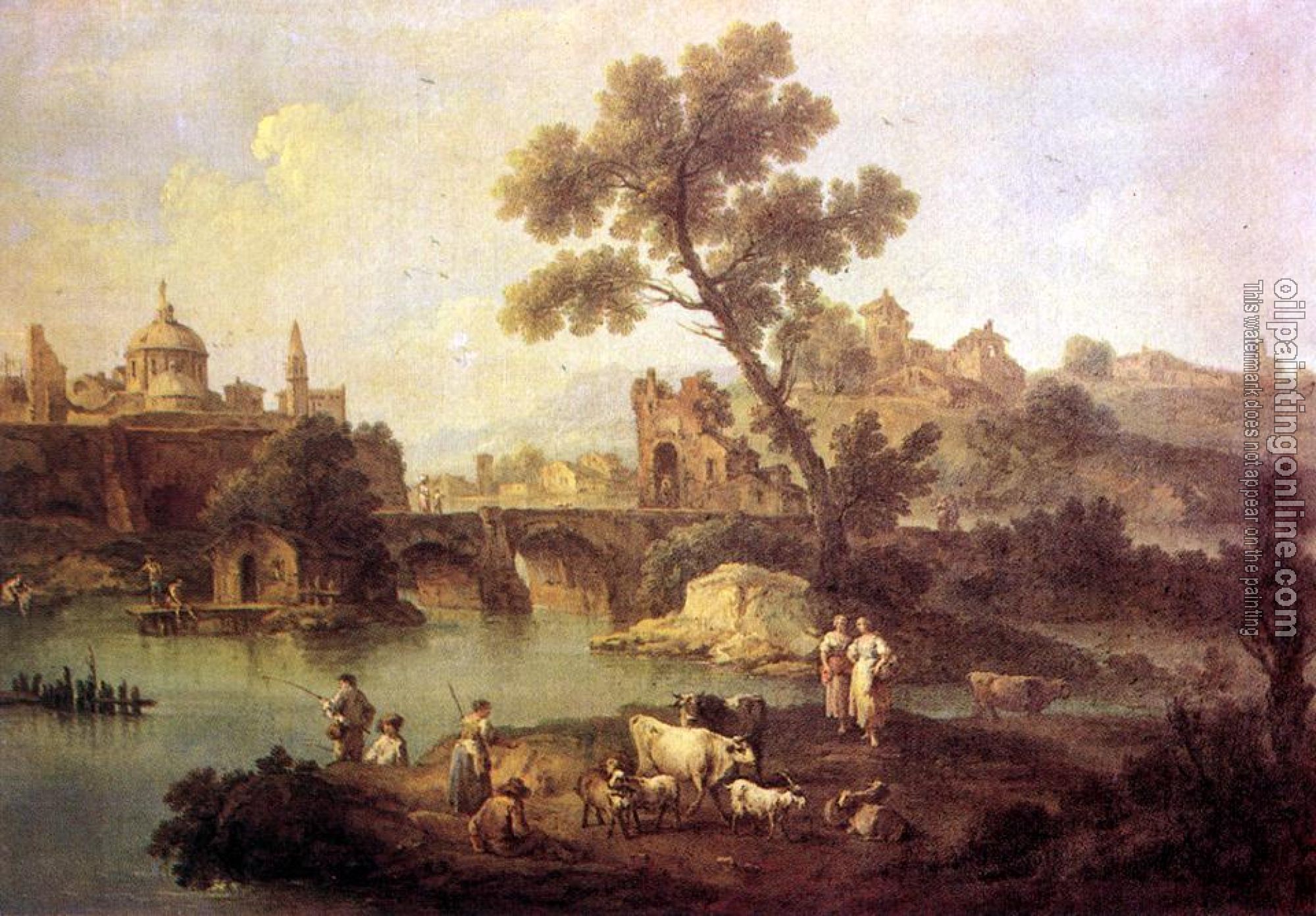 Zais, Giuseppe - Landscape with River and Bridge